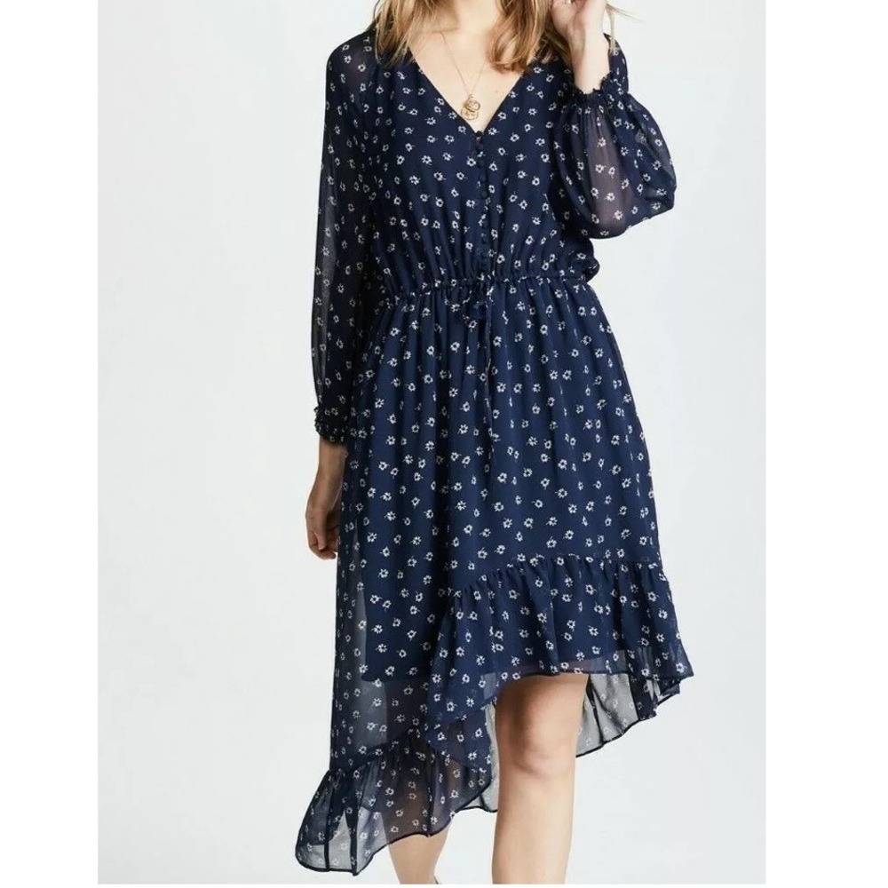 Joie Alithea Silk Long Sleeve Asymmetric Hem Dress